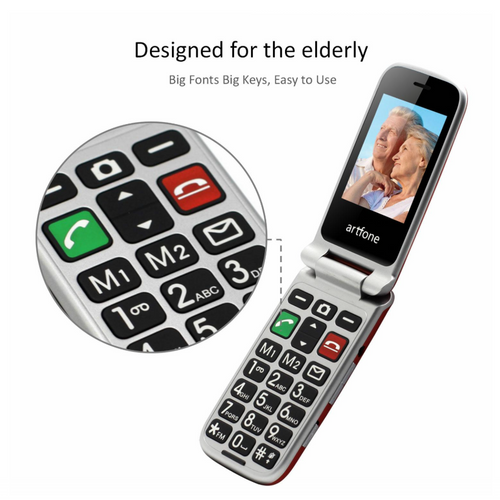 Telefon Mobil cu Clapetă Artfone CF241A pentru Seniori – Buton SOS, Dual SIM, Limbă Română