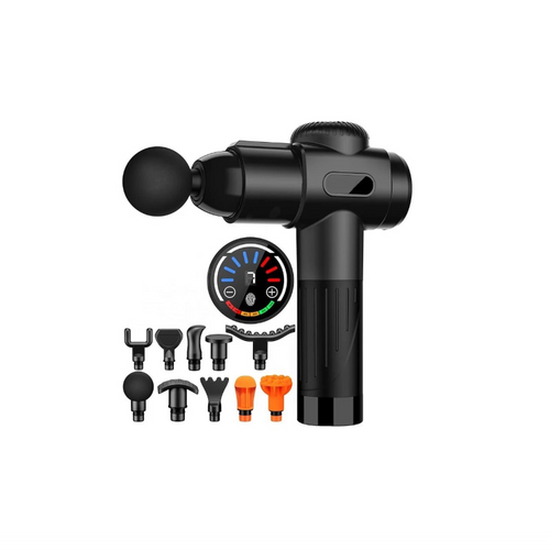 Aparat Masaj Muscular Pistol – 10 Capete, 7 Viteze, Display LCD, Baterie 1500mAh | Ravex
