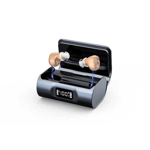 Amplificator auditiv Great-Ears G12N reîncărcabil, mini In-Ear, set 2 bucăți cu cutie magnetică