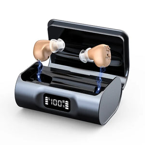 Amplificator auditiv Great-Ears G12N reîncărcabil, mini In-Ear, set 2 bucăți cu cutie magnetică