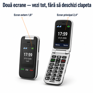 Telefon Artfone C10 pentru Seniori – Clapetă, Buton SOS, Taste Mari